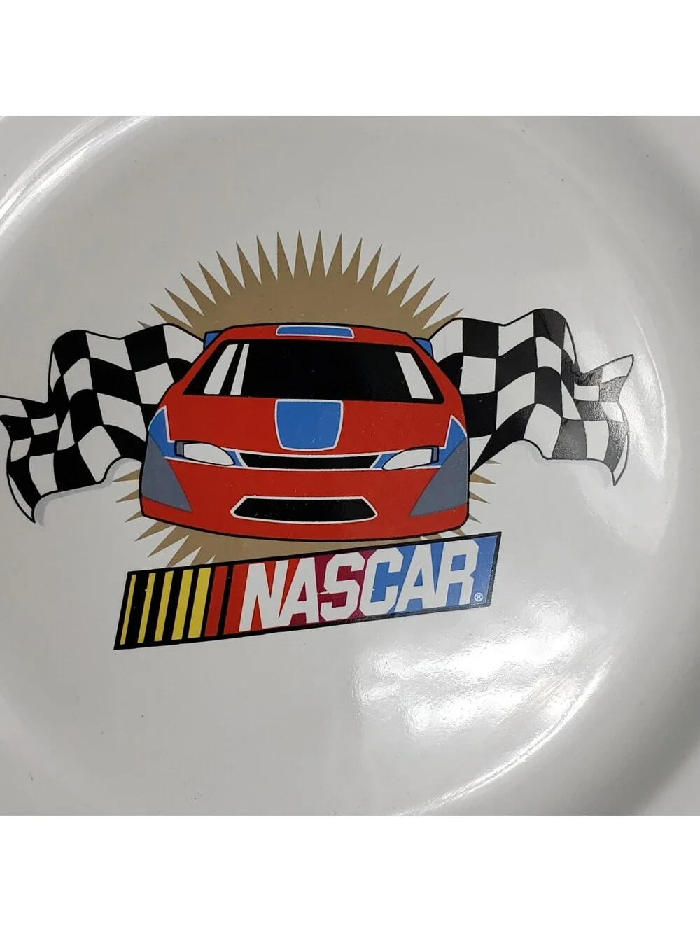 Vintage Gibson Nascar Dinner Plates Set of TWO 2002 Ceramic Racing Car